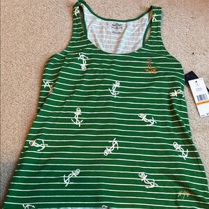 Tommy Hilfiger Green and White Relaxed Tank Top
